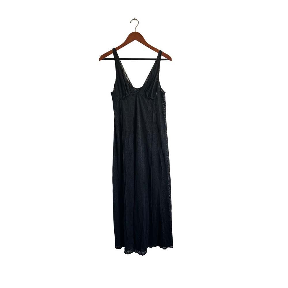 Vintage Vassarette Nightgown Size 34 Black Lace Trim Lingerie‎ Slip Dress